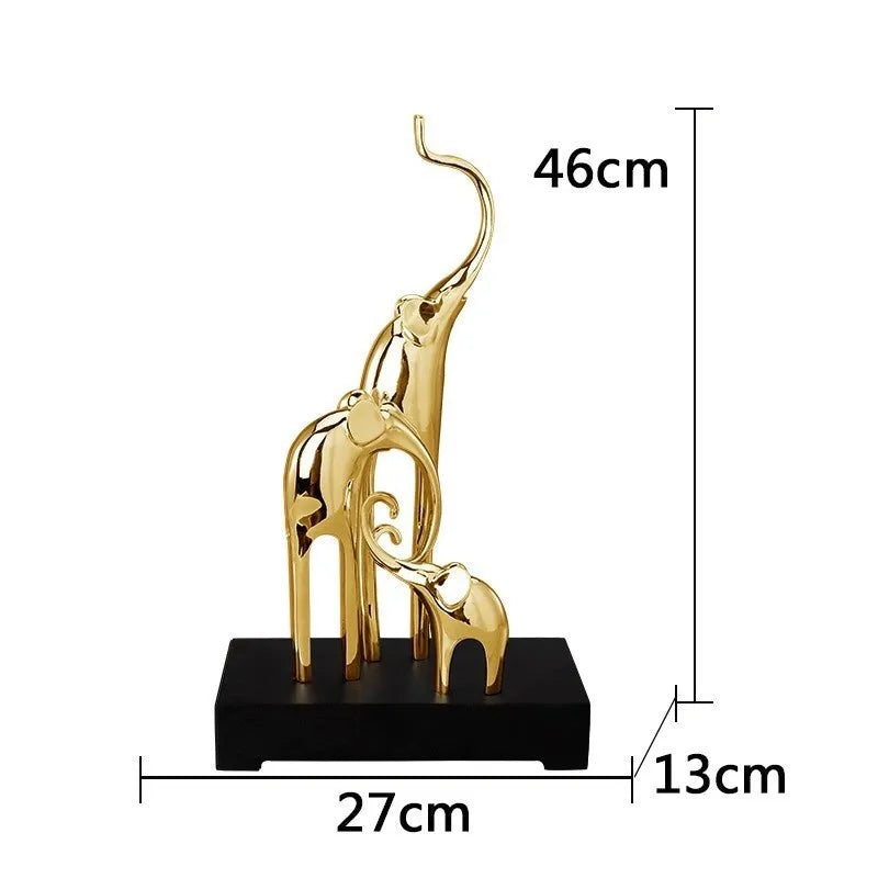 European style elephant decorative craft figurine in resin with gold, silver, or painted finish options