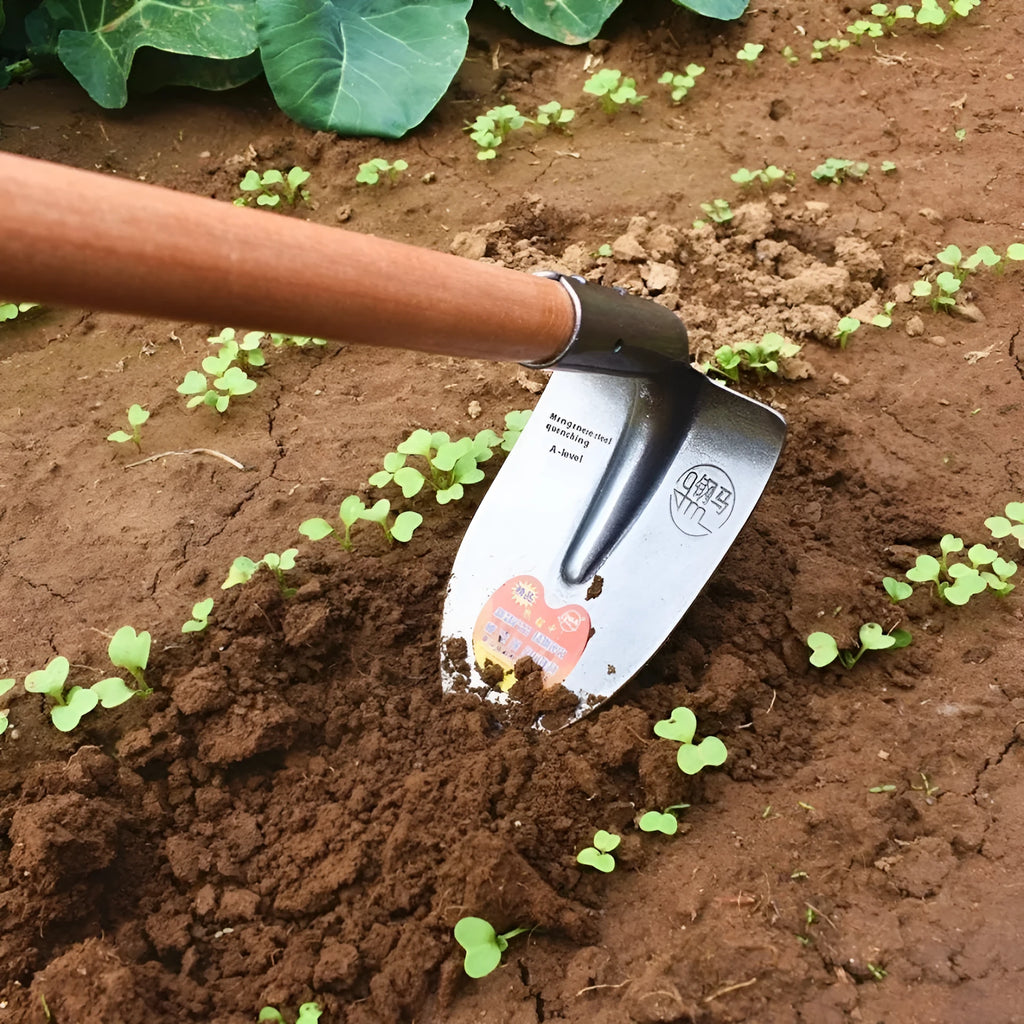 Steel horse pointed agricultural hoe with manganese steel head for weeding and soil preparation