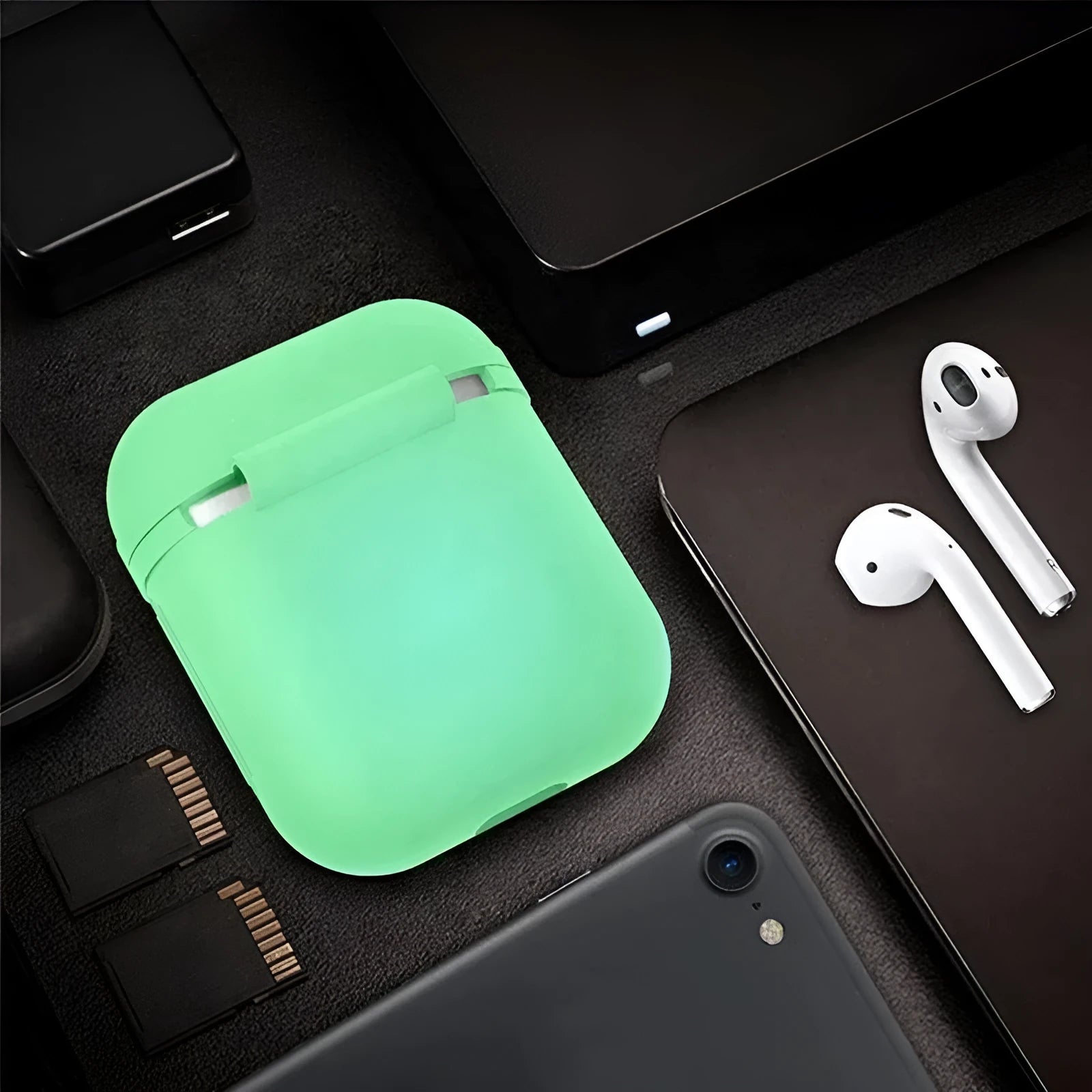 Luminous silicone flip case for Apple AirPods wireless earphones