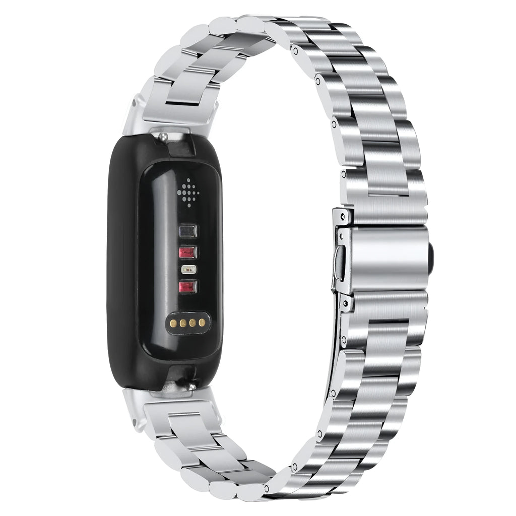 Inspire3 stainless steel smartwatch strap in multiple colour options showing 12mm connector interface
