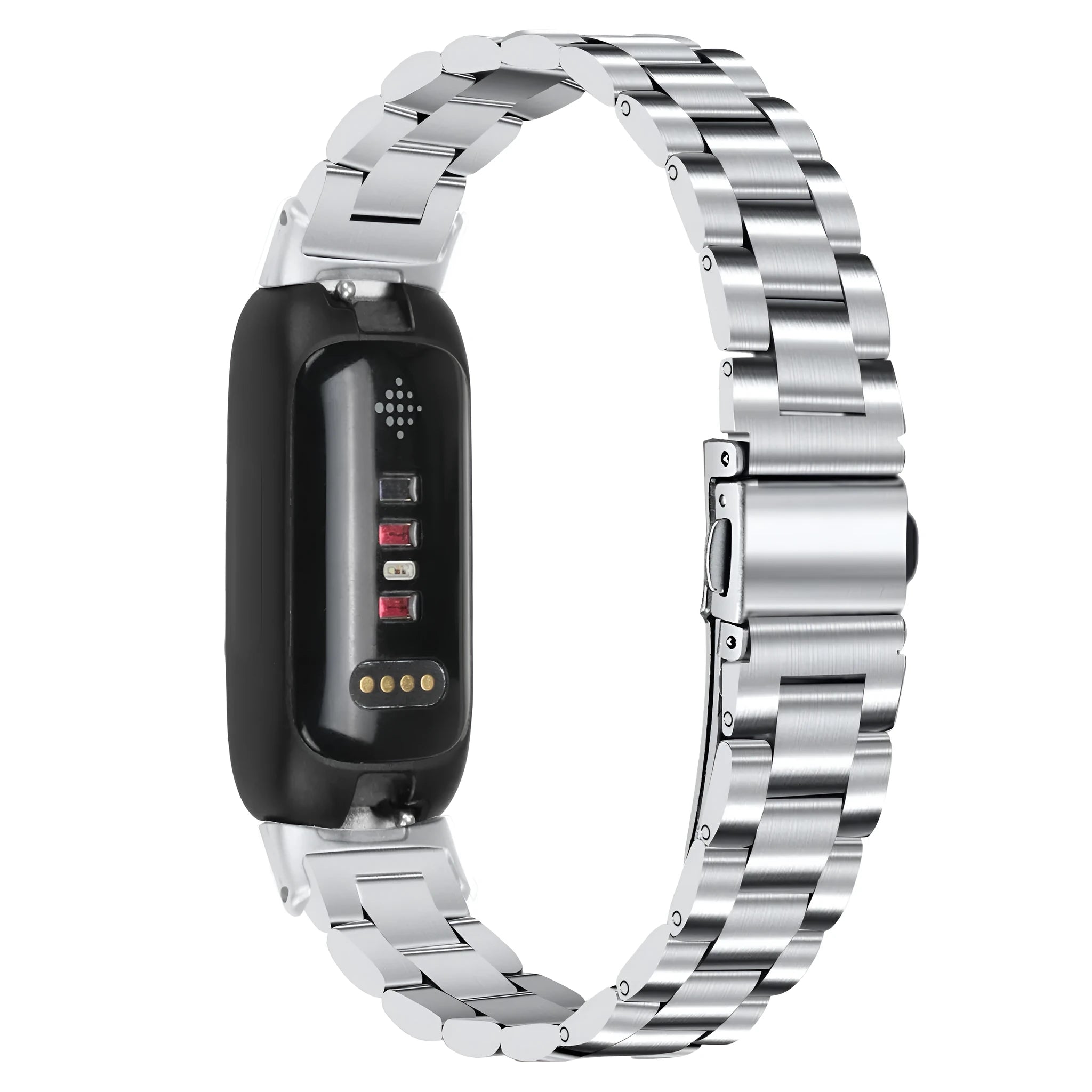 Inspire3 stainless steel smartwatch strap in multiple colour options showing 12mm connector interface