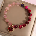 Strawberry crystal elastic bracelet for women with 18cm uniform size