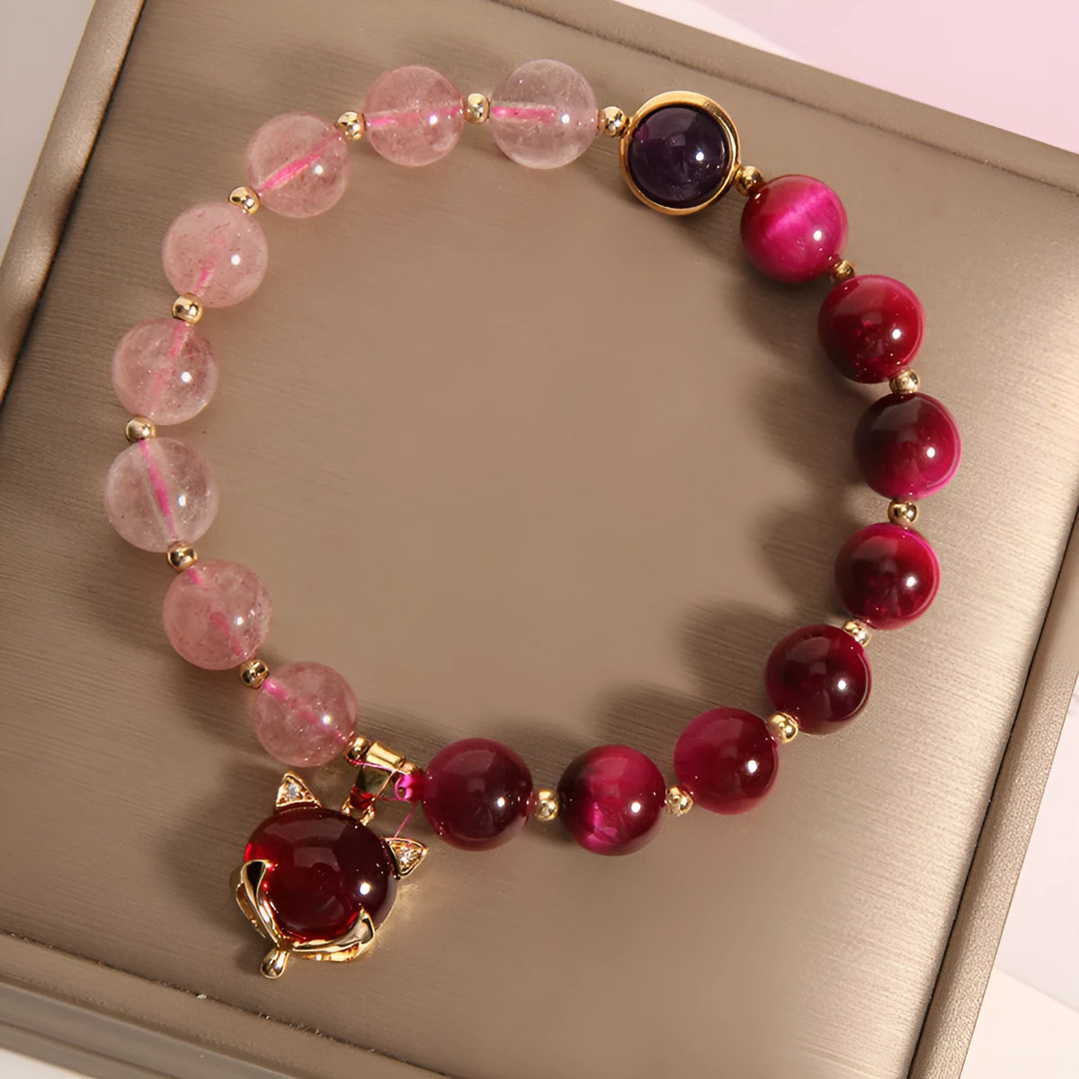 Strawberry crystal elastic bracelet for women with 18cm uniform size
