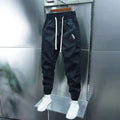 Men's ice silk leisure summer thin overalls, cropped ankle banded pants, black or gray, M-XXXL
