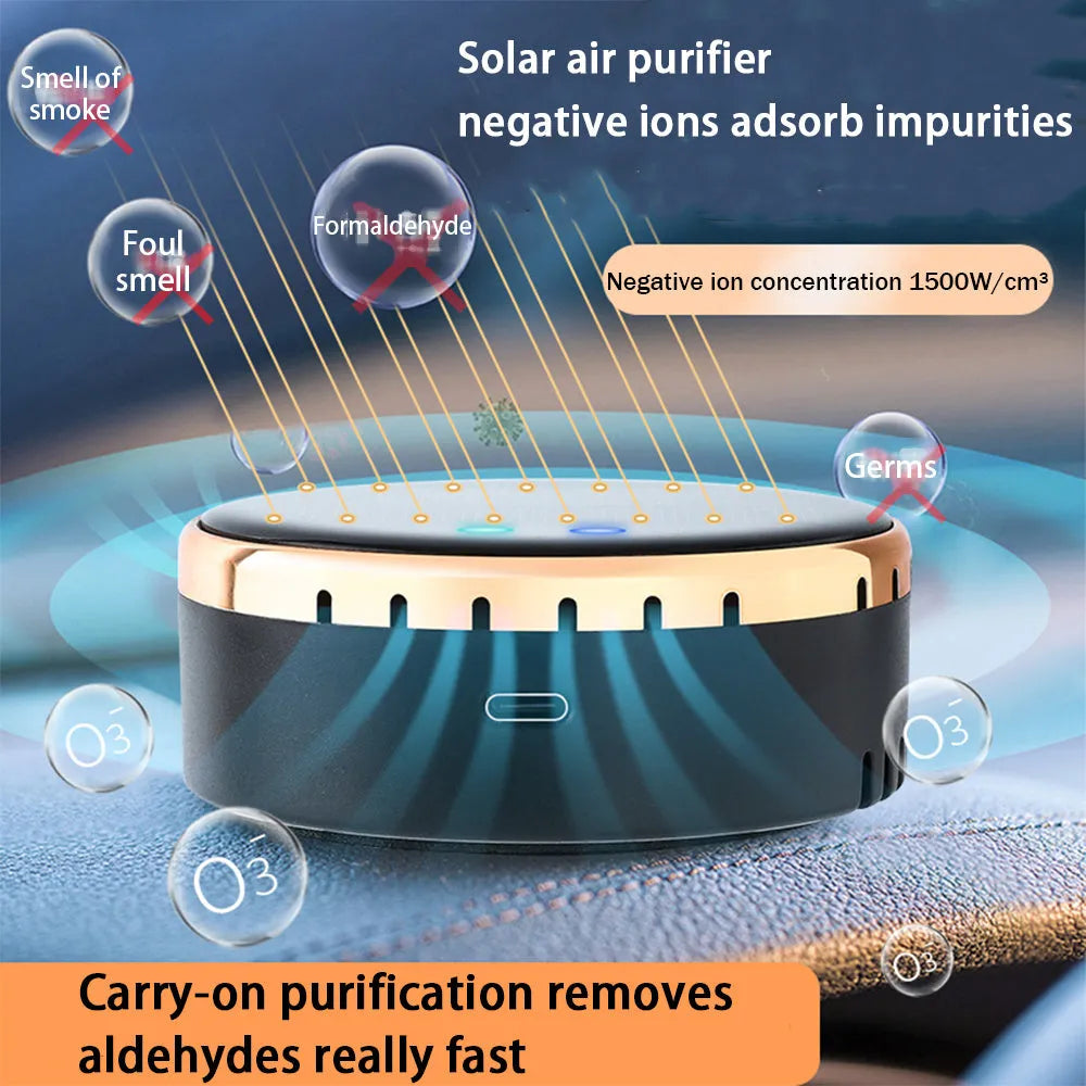 Solar-powered car air humidifier unit installed in vehicle air conditioning outlet