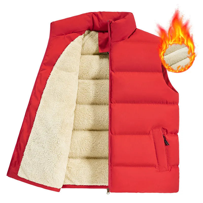 Men's striped lambswool vest in black, dark blue, or red for autumn and winter wear.
