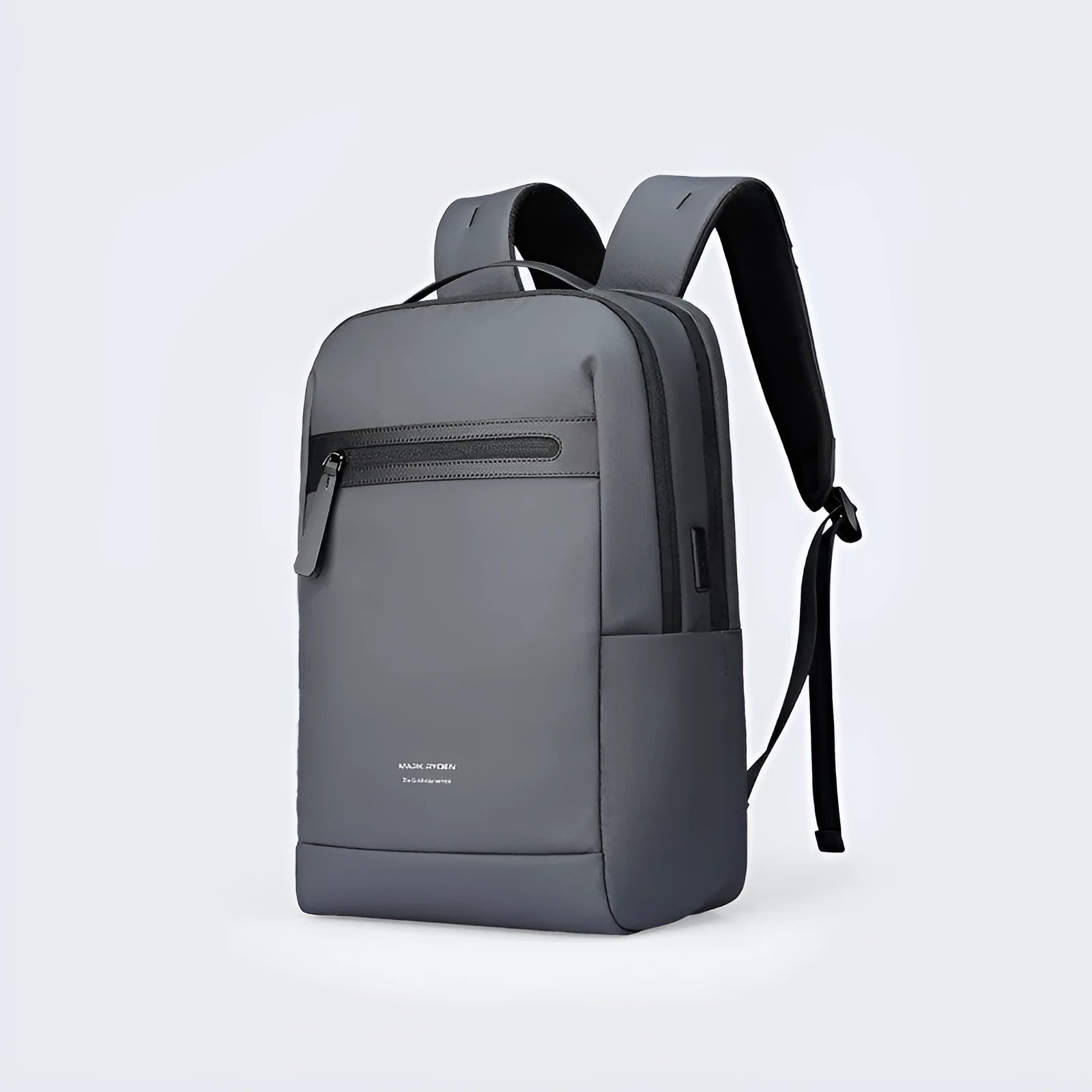 Graphite grey USB charging backpack with 20L capacity and Oxford cloth construction
