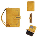 Women's black PU leather coin purse with fashion zipper closure showing card storage compartment