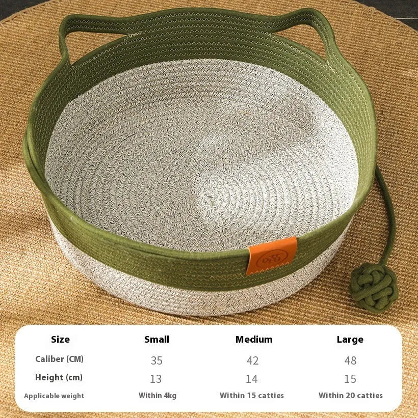 Cotton woven cat nest mat in grey, brown or green colours for cage bedding