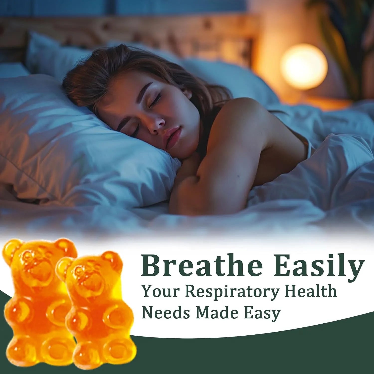 Mullein gummy 60 count bottle with pear-flavoured vegan pectin gummies for respiratory support