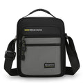 Men's nylon crossbody bag in solid colour with crossbody strap and storage compartments.