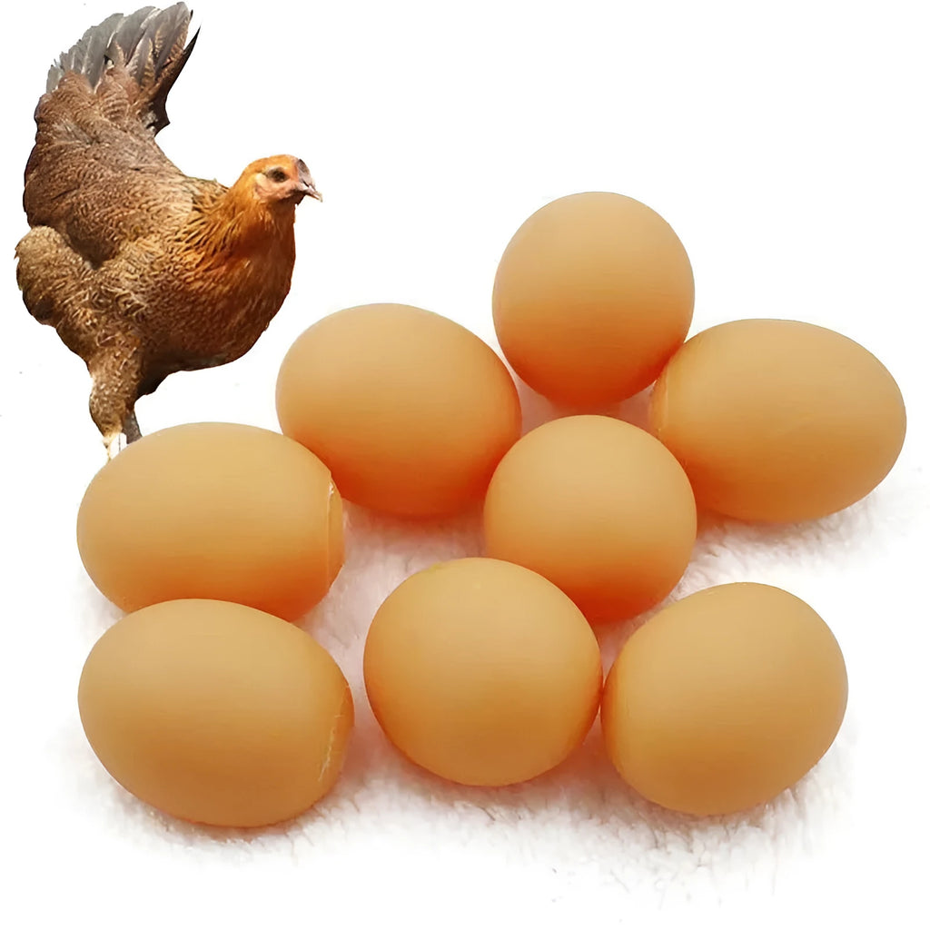 Red and white egg-shaped dog chew toy with textured surface and built-in squeaker