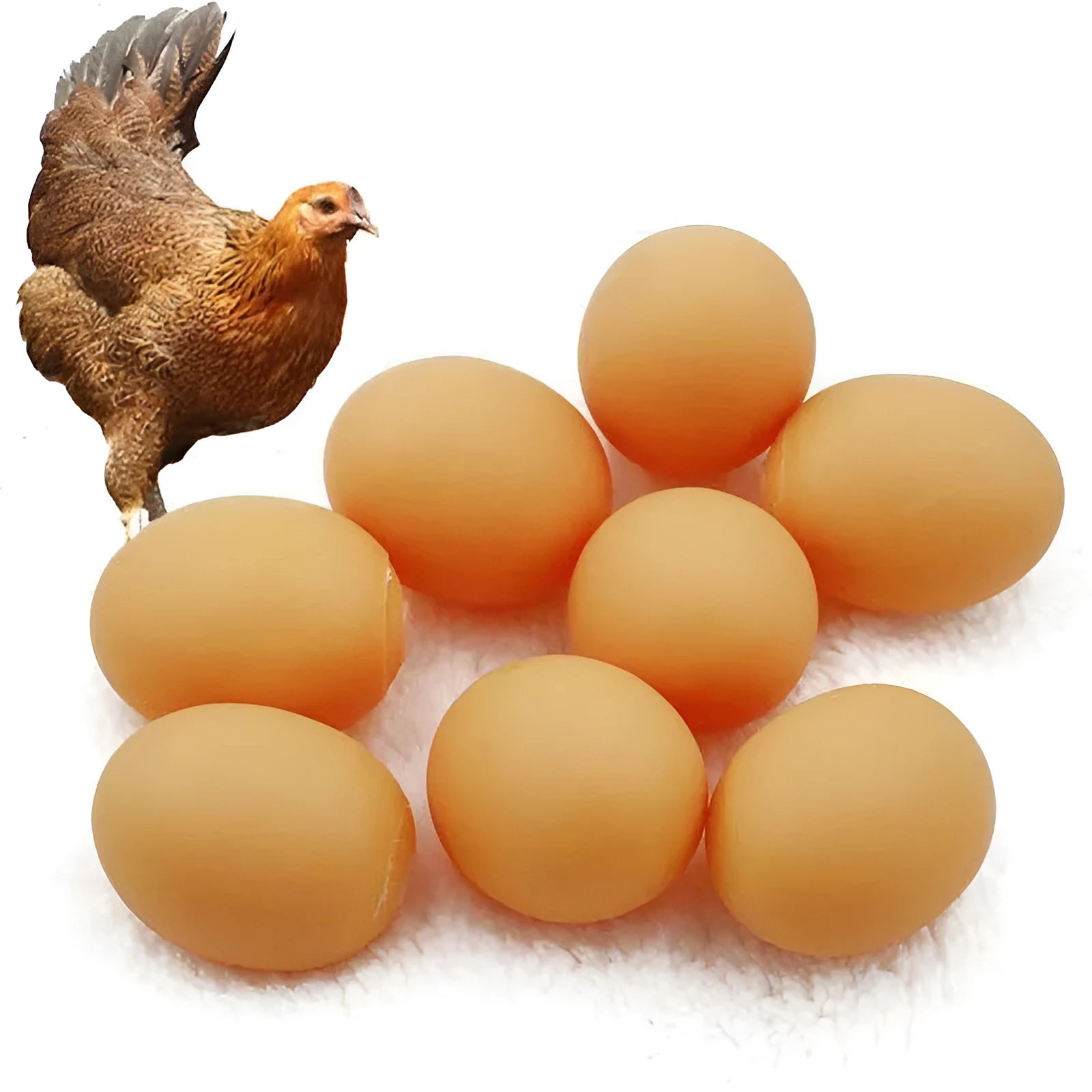 Red and white egg-shaped dog chew toy with textured surface and built-in squeaker