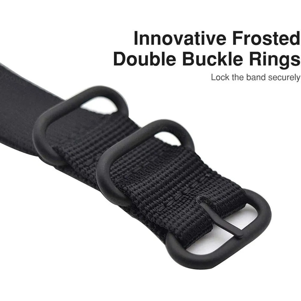 Fitbit Charge nylon replacement strap with three-ring buckle in multiple colour options.