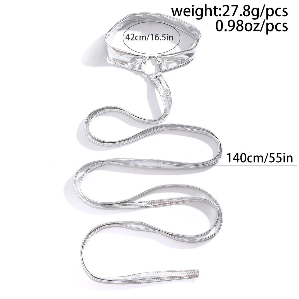 Silver alloy thigh chain with geometric pattern and lace-up closure design for women's body jewellery