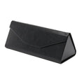 Handmade glasses case with PU cowhide exterior and rigid cardboard construction showing compression resistance