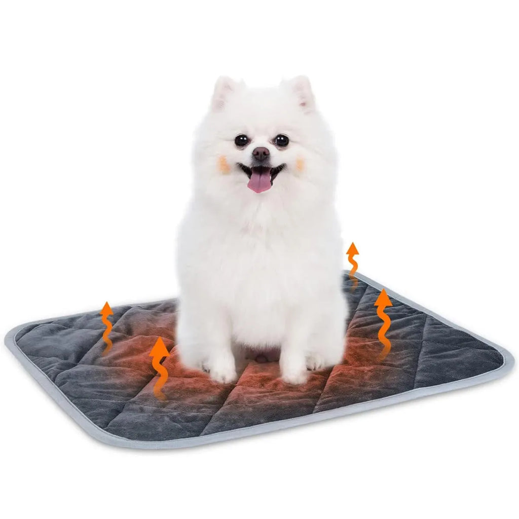 Grey cloth personalised pet cushion shown in a multi-layer design on a wooden floor.