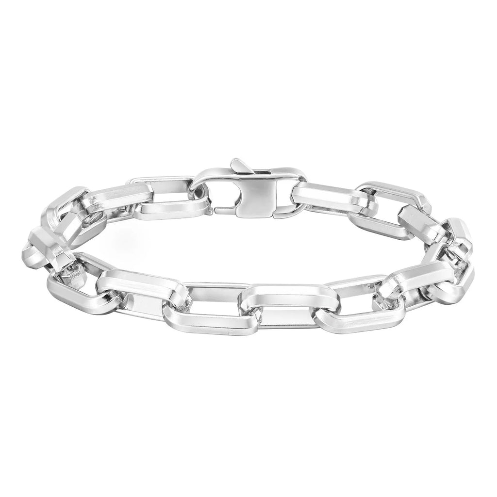 Men's titanium steel bracelet with square chain design in gold tone finish