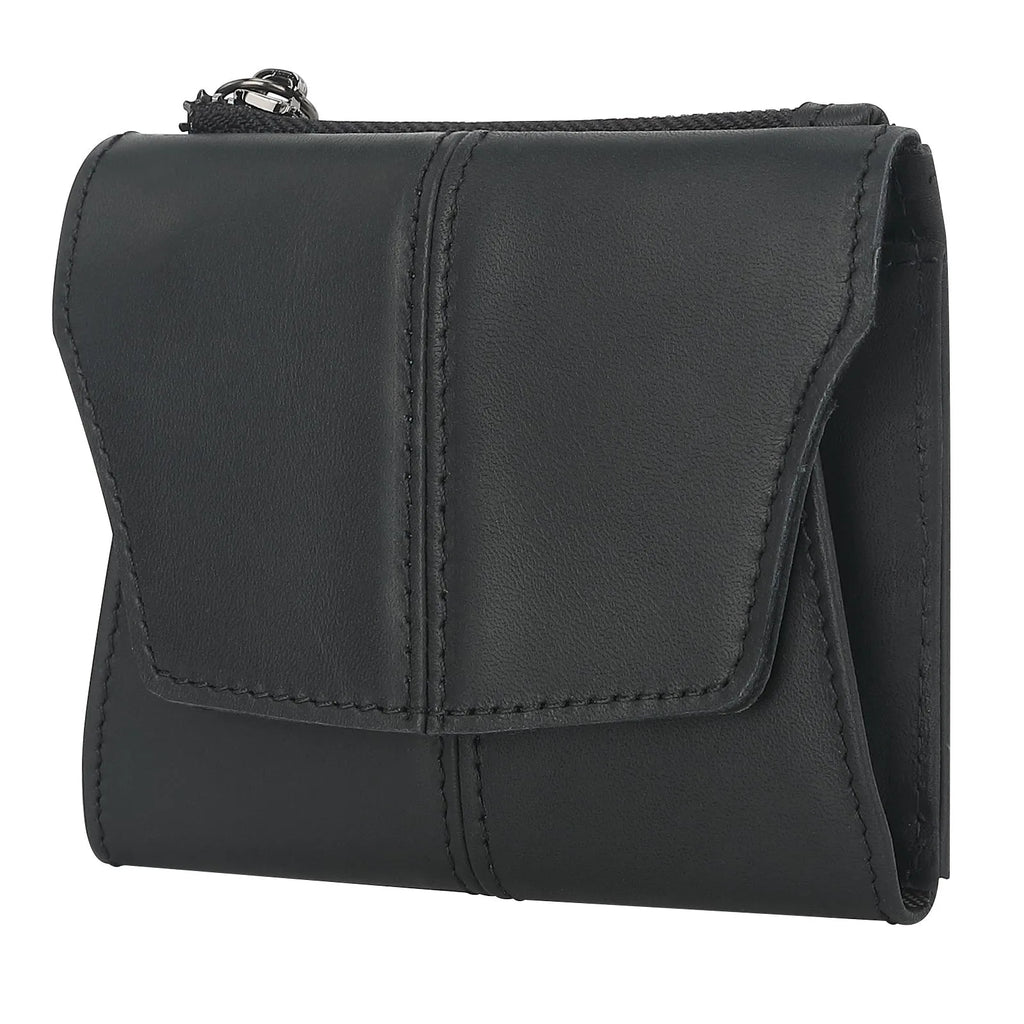 Genuine cowhide leather coin purse in retro style with stitching detail, shown in multiple colour options.