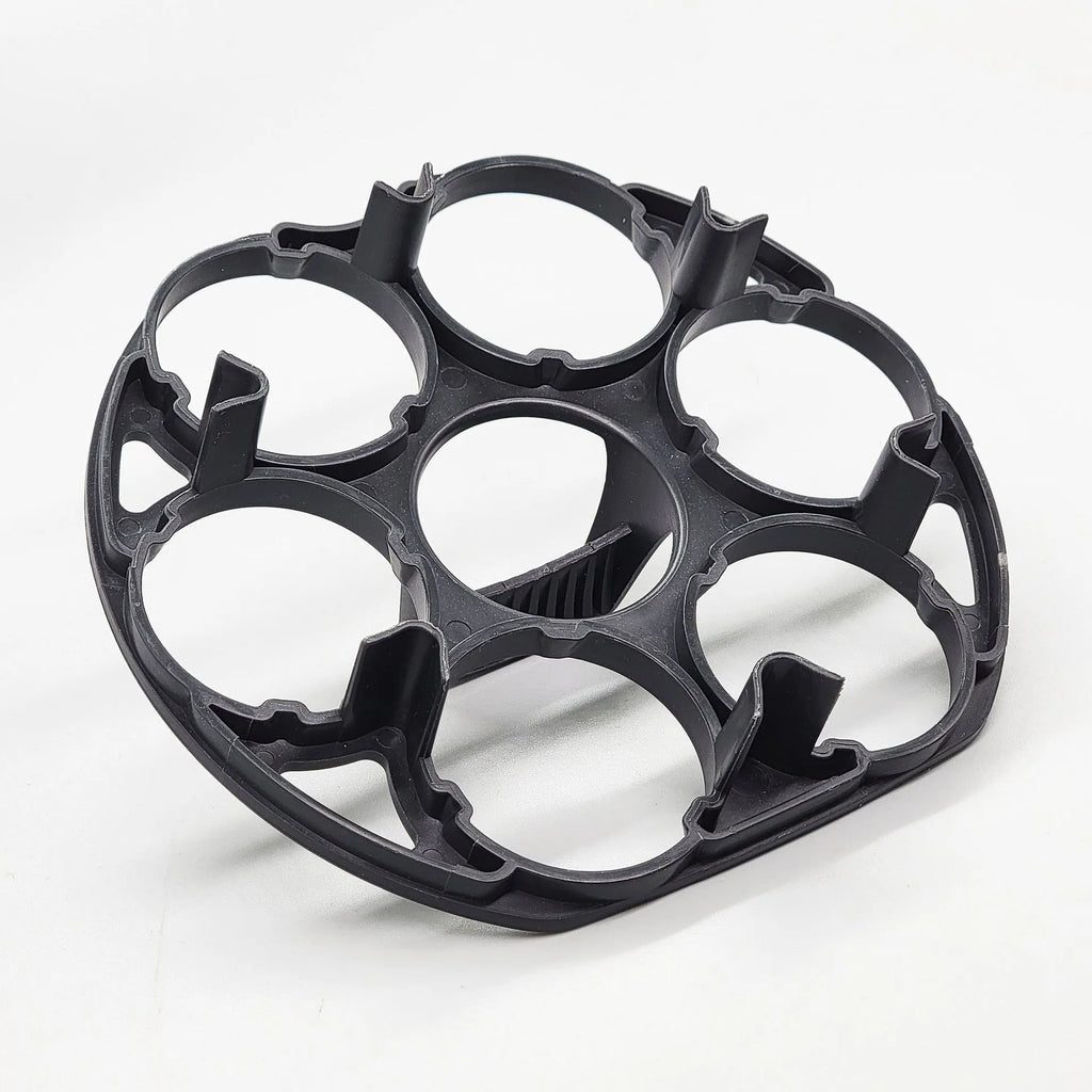 Black plastic egg holder keeper measuring 13.8cm with modern simplicity design