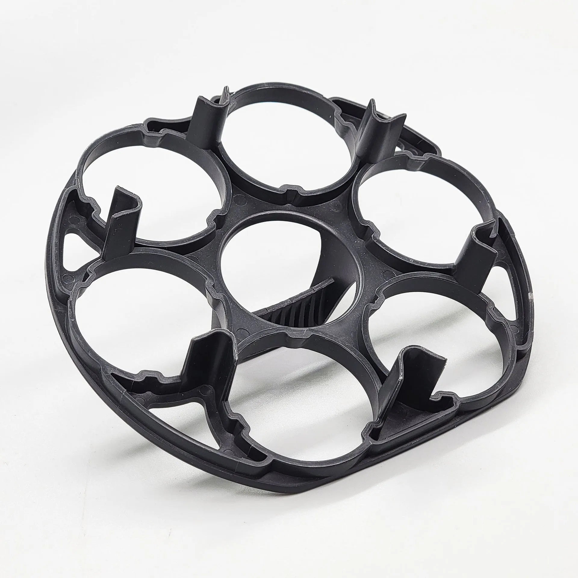 Black plastic egg holder keeper measuring 13.8cm with modern simplicity design