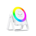 Black or white induction bracket mounted rechargeable Bluetooth speaker with LED light.