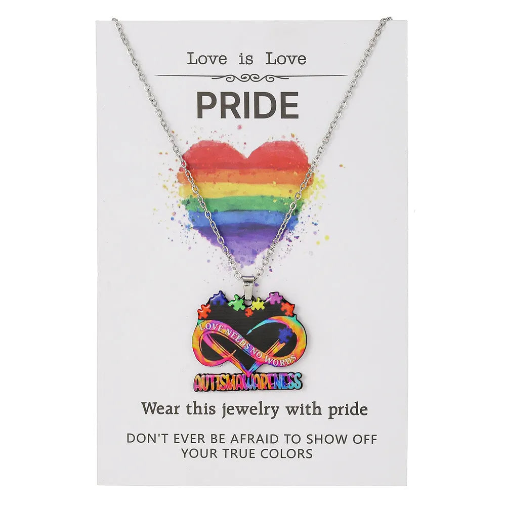 Stainless steel necklace with colour printing and matching friendship bracelet for women