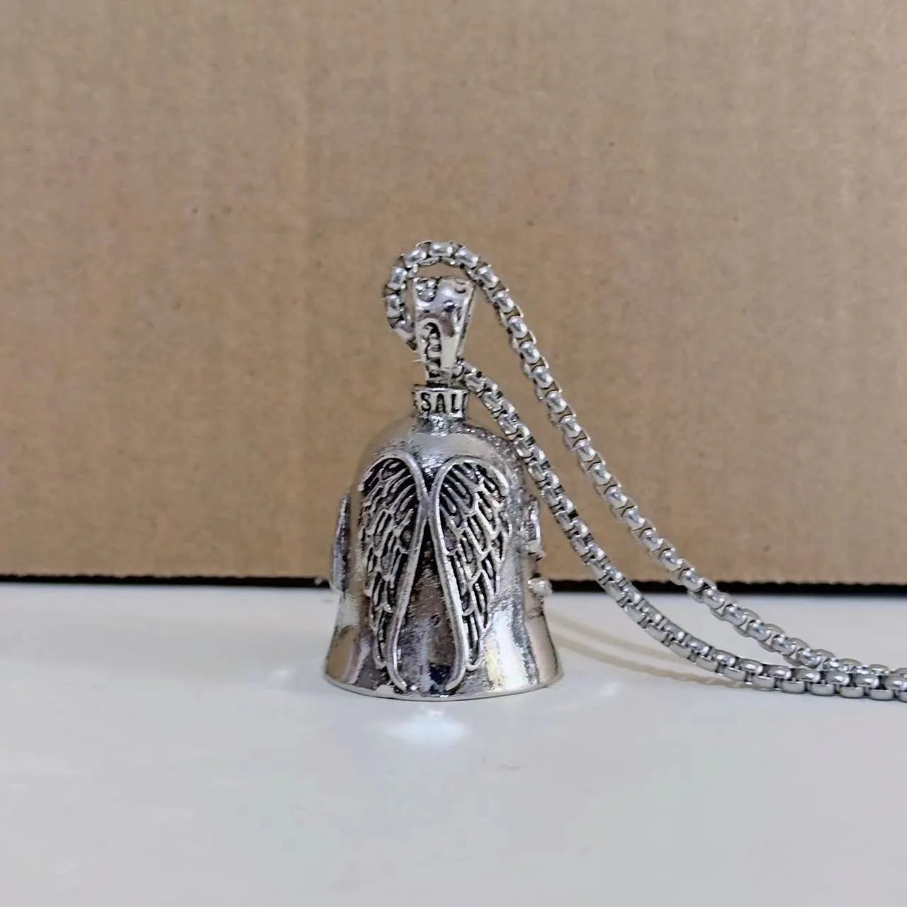 Angel white wings feather necklace and keychain set with vintage design
