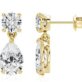 925 sterling silver geometric moissanite stud earrings with round and water drop stones in gold or silver plating