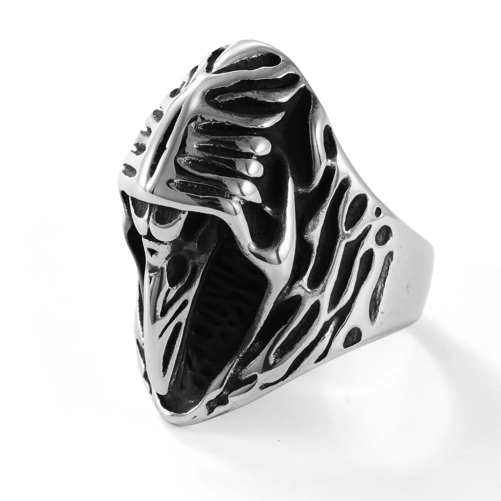 Black crow stainless steel ring geometric animal motif titanium steel jewellery
