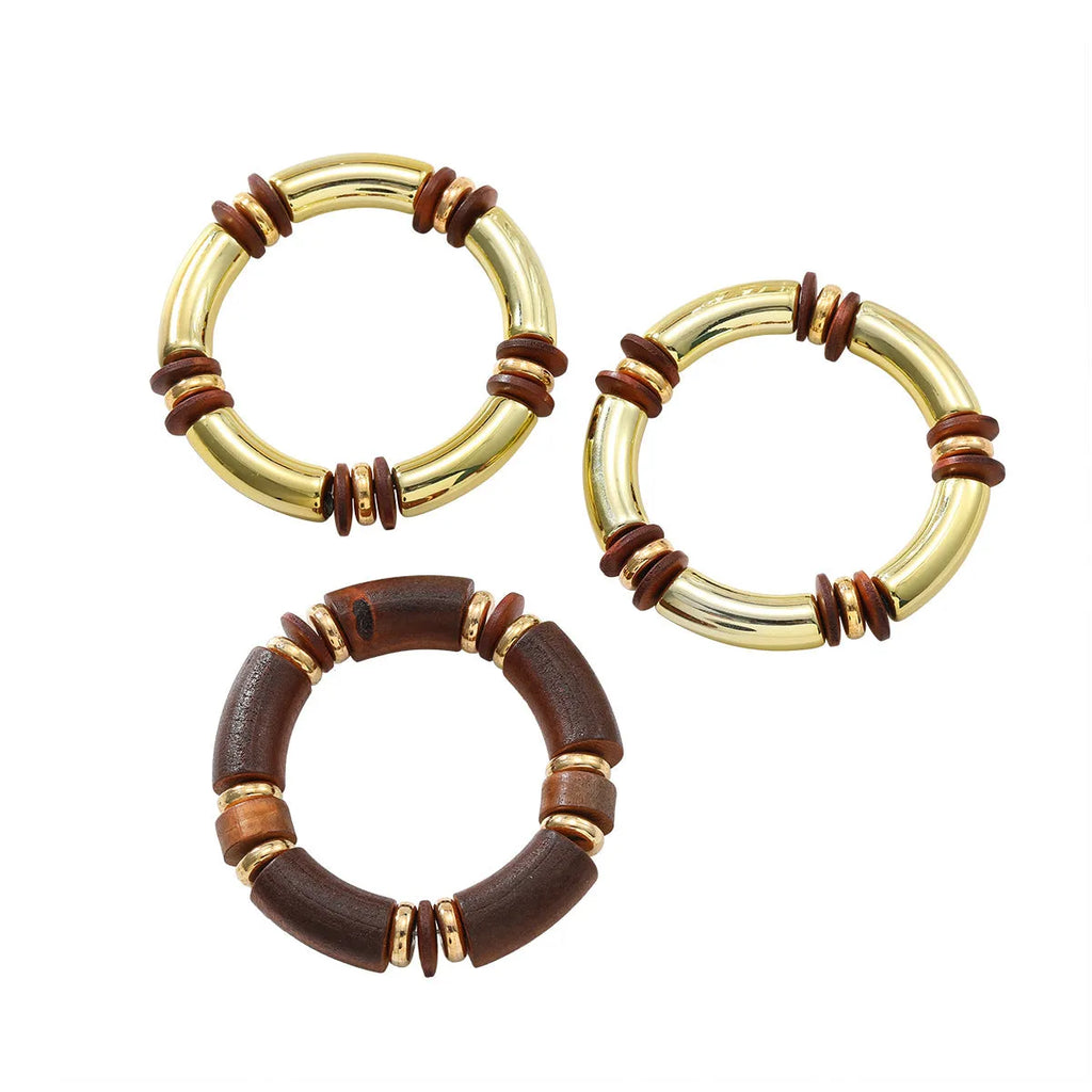 Women's exaggerated multi-layer necklace and bracelet set in alloy with round pendant elements
