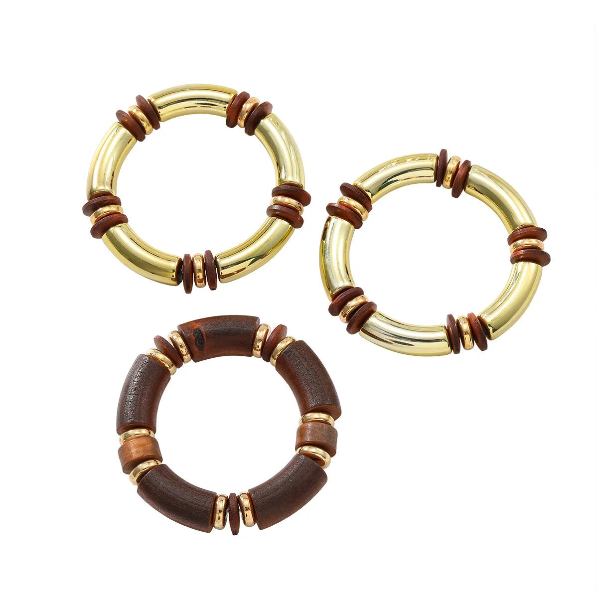Women's exaggerated multi-layer necklace and bracelet set in alloy with round pendant elements