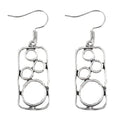 Geometric square earrings with round ring detailing in antique silver colour