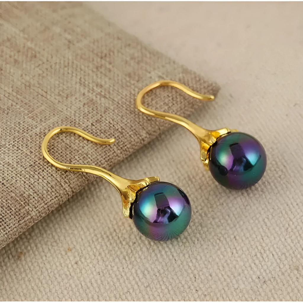 Retro fashion women's earrings with electroplated imitation gold finish and alloy construction