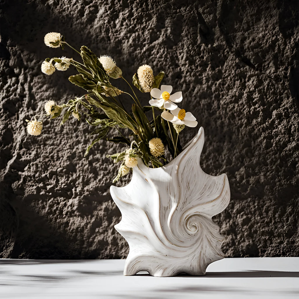 French ceramic vase with hand-painted coloured glaze in a retro European style pattern.