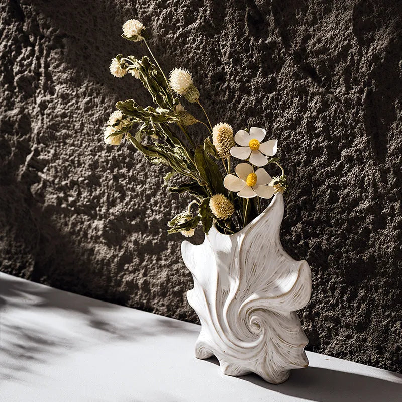 French ceramic vase with hand-painted coloured glaze in a retro European style pattern.