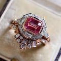 Women's fashion ring with geometric shape and rose gold finish in European and American retro style