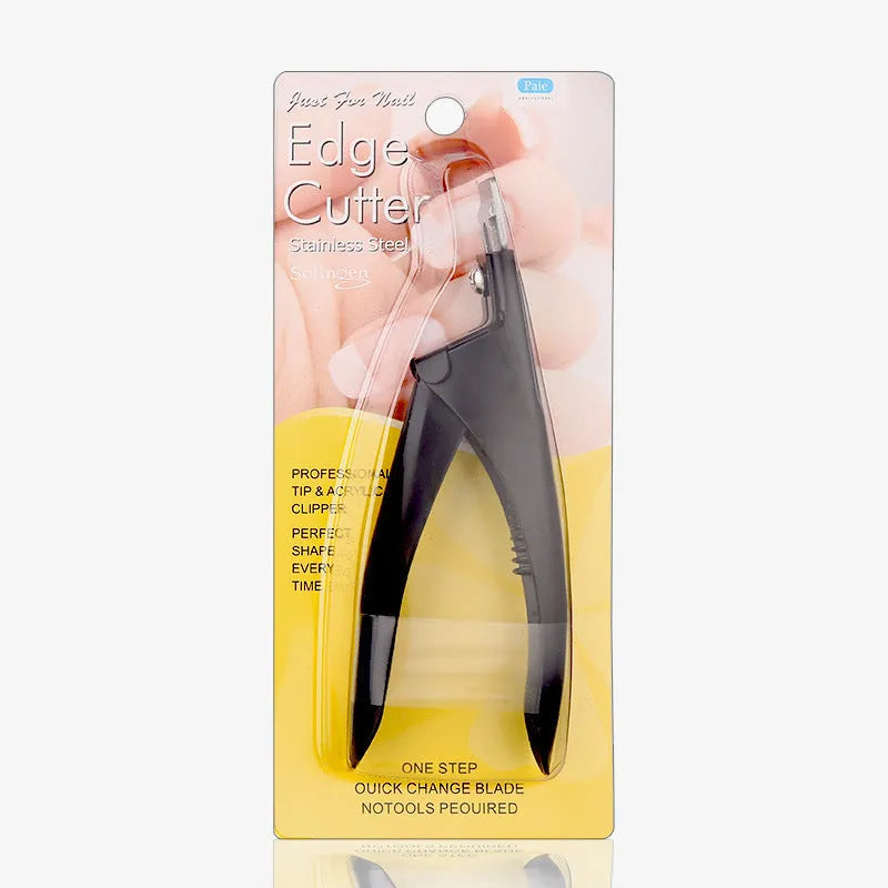 Titanium French U-shaped nail scissors with electrophoresis coloured handles for false nail tip removal