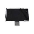 Blue children's aircraft seat extender with adjustable straps attached to plane seat
