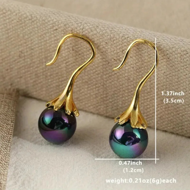 Retro fashion women's earrings with electroplated imitation gold finish and alloy construction