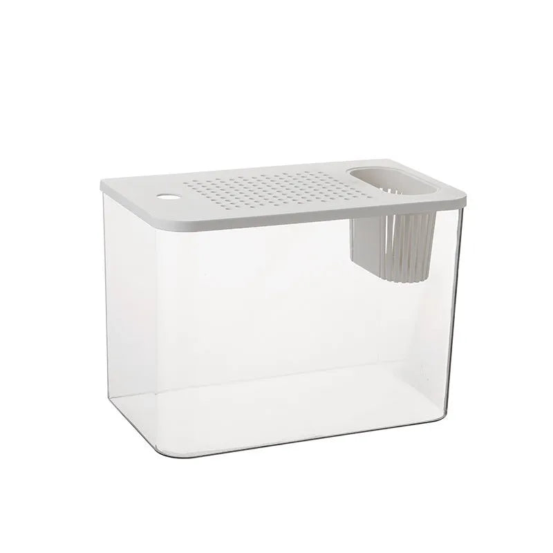 Plastic betta fish tank with cover in medium 32x18.5x23cm size black and white options