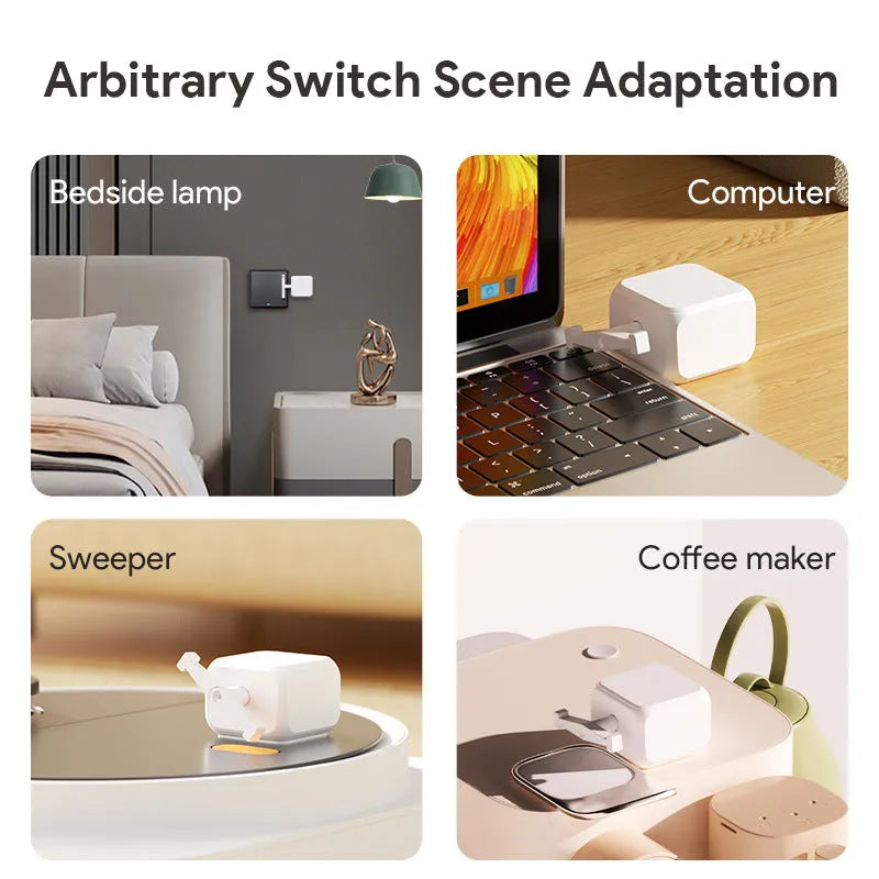 White Bluetooth rocker arm finger robot with remote control for smart home switch automation