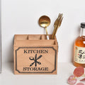 Wooden cutlery storage box with divider grid measuring 12.5cm by 12.5cm by 23cm