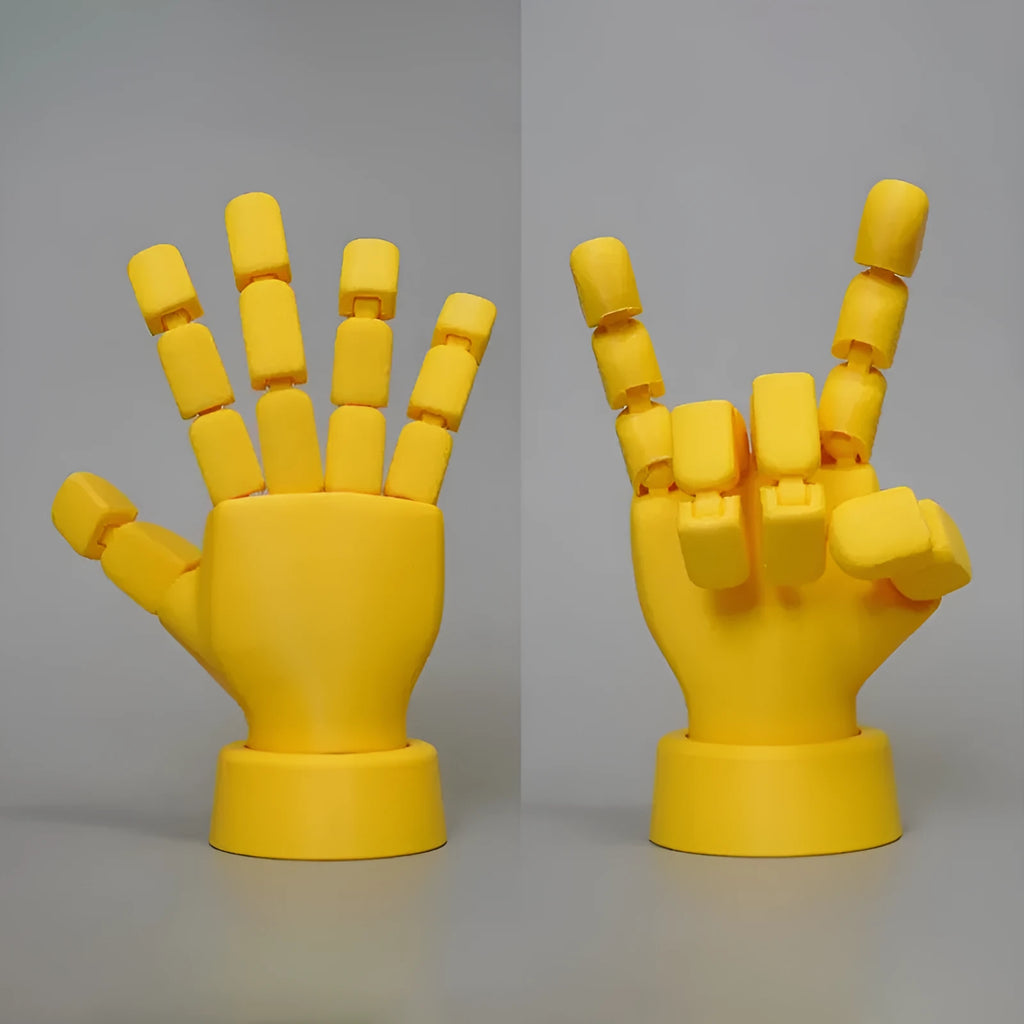 Yellow PLA hand ornament with movable finger joints in American style decoration