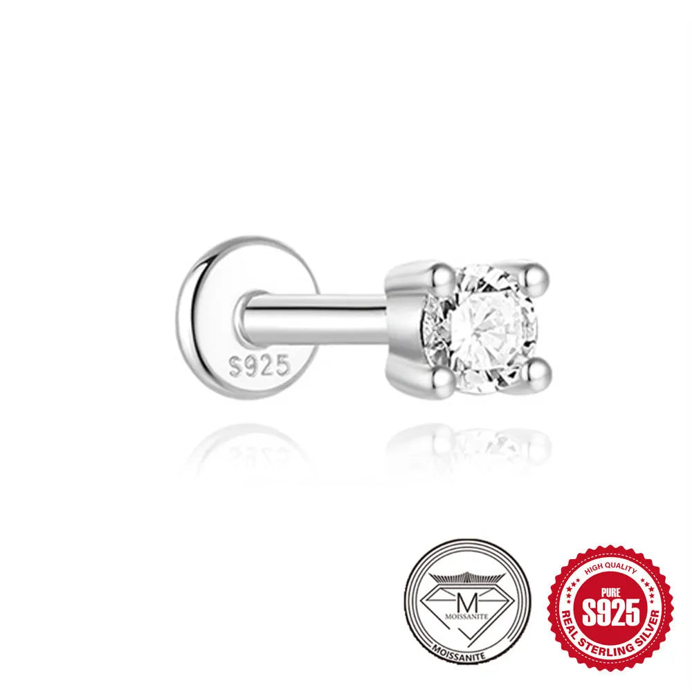 S925 sterling silver geometric petal diamond debris stud earrings with clip-on fastening.