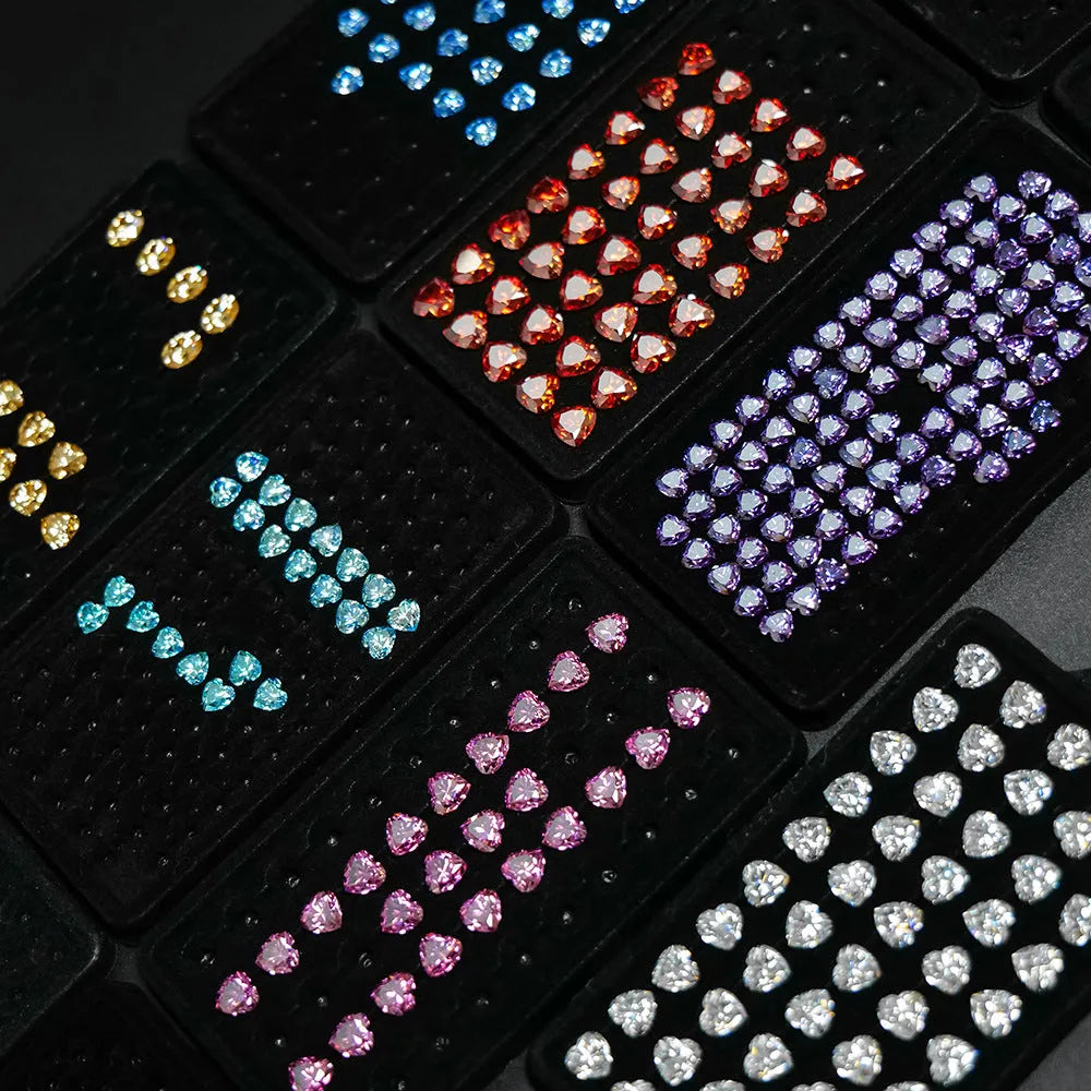 Colourful heart-shaped moissanite gemstone in multiple size options for jewellery making