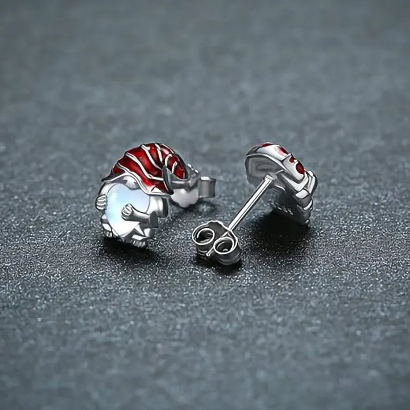 Women's Santa Claus heart-shaped earrings with white gold electroplated finish
