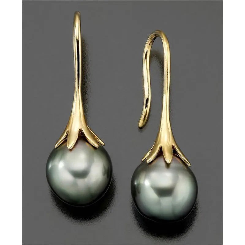 Retro fashion women's earrings with electroplated imitation gold finish and alloy construction
