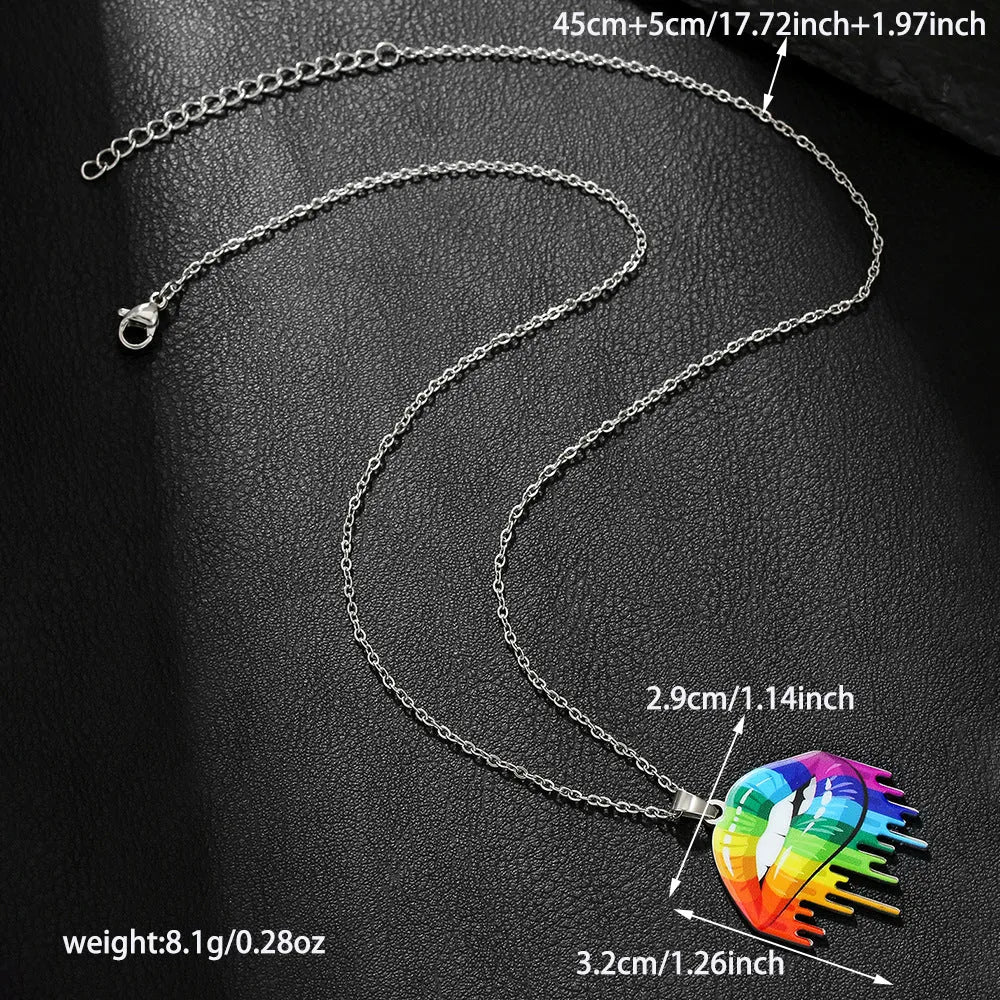 Stainless steel necklace with colour printing and matching friendship bracelet for women