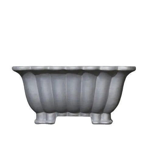 Purple sand ceramic square bonsai pot with warp device design for desktop plants